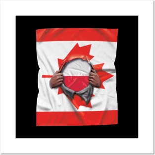 Poland Flag Canadian Flag Ripped - Gift for Polish From Poland Posters and Art